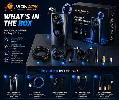 VIONAPK 120W Portable Electric Tire Inflator Air Pump