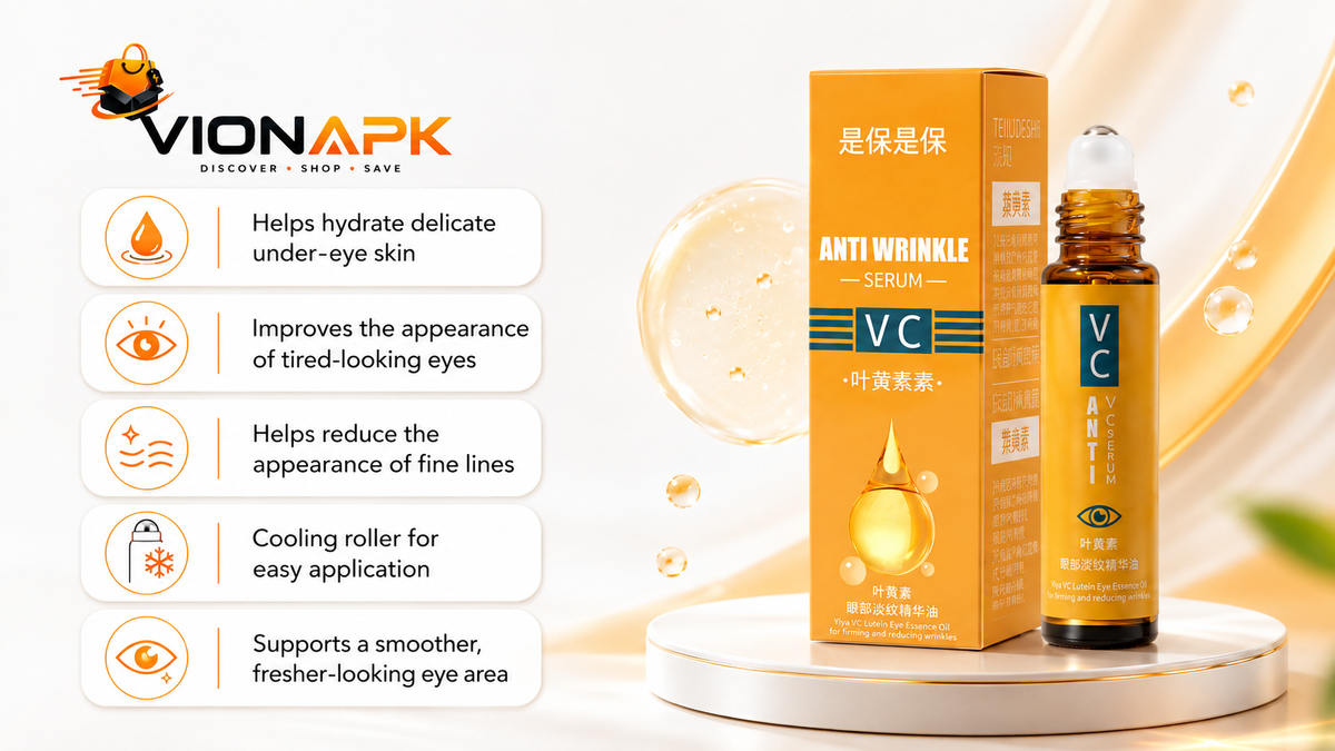 VIONAPK VC Lutein Eye Serum – Brightening, Hydrating & Anti-Wrinkle Under Eye Roller for Dark Circles & Fine Lines