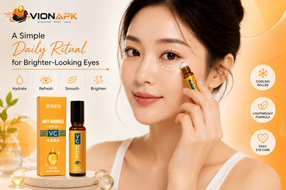 VIONAPK VC Lutein Eye Serum – Brightening, Hydrating & Anti-Wrinkle Under Eye Roller for Dark Circles & Fine Lines