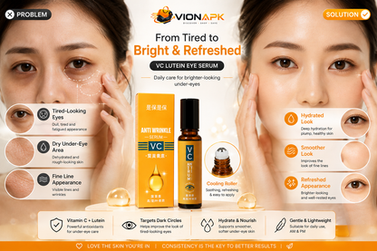 VIONAPK VC Lutein Eye Serum – Brightening, Hydrating & Anti-Wrinkle Under Eye Roller for Dark Circles & Fine Lines