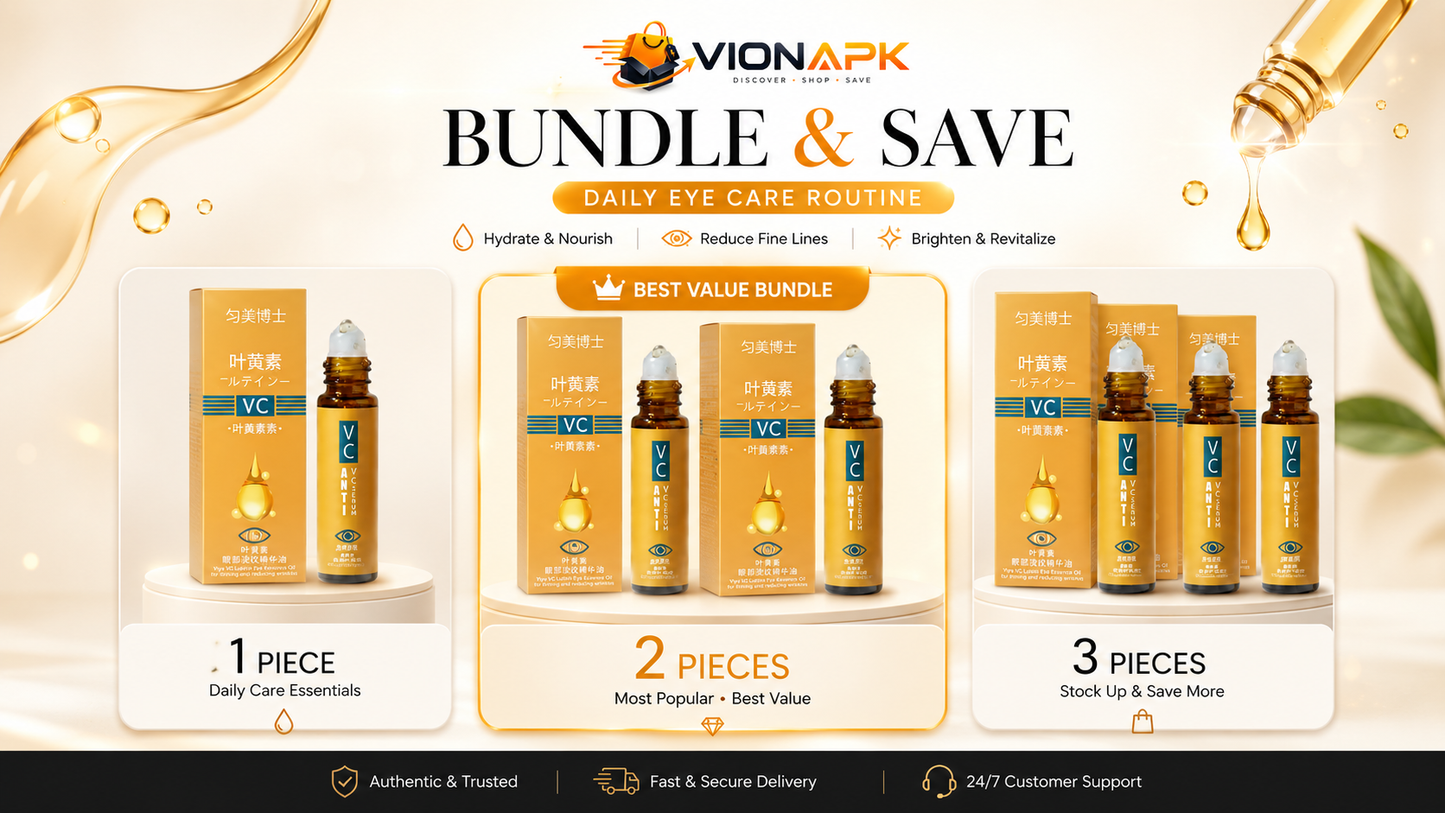 VIONAPK VC Lutein Eye Serum – Brightening, Hydrating & Anti-Wrinkle Under Eye Roller for Dark Circles & Fine Lines