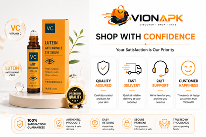 VIONAPK VC Lutein Eye Serum – Brightening, Hydrating & Anti-Wrinkle Under Eye Roller for Dark Circles & Fine Lines
