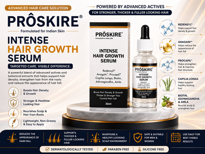 Proskire Intense Hair Growth Serum 30ml – Redensyl, Procapil & AnaGain Hair Fall Control Serum for Men & Women